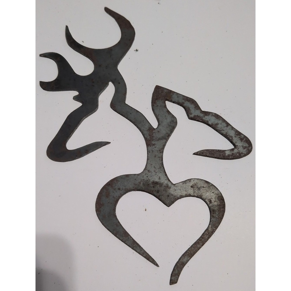 Browning‎ Metal Wall Art Buck Doe Heart Rustic Lodge Decor Weathered Steel FAIR